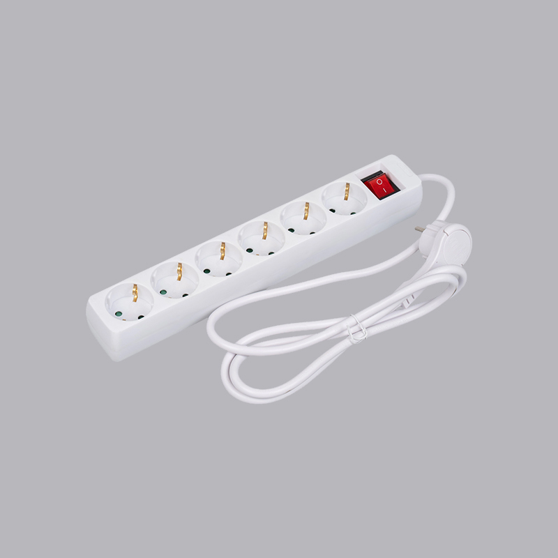 LOB-06KL German genus rectangulum VI-via potentia habena cum viverra anulum et switch Multi-Socket