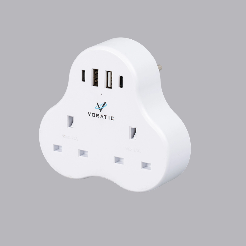 VT-923-DE UK ad Germaniam, 2 bases, 2 USB portus, 2 typeC portuum adaptor