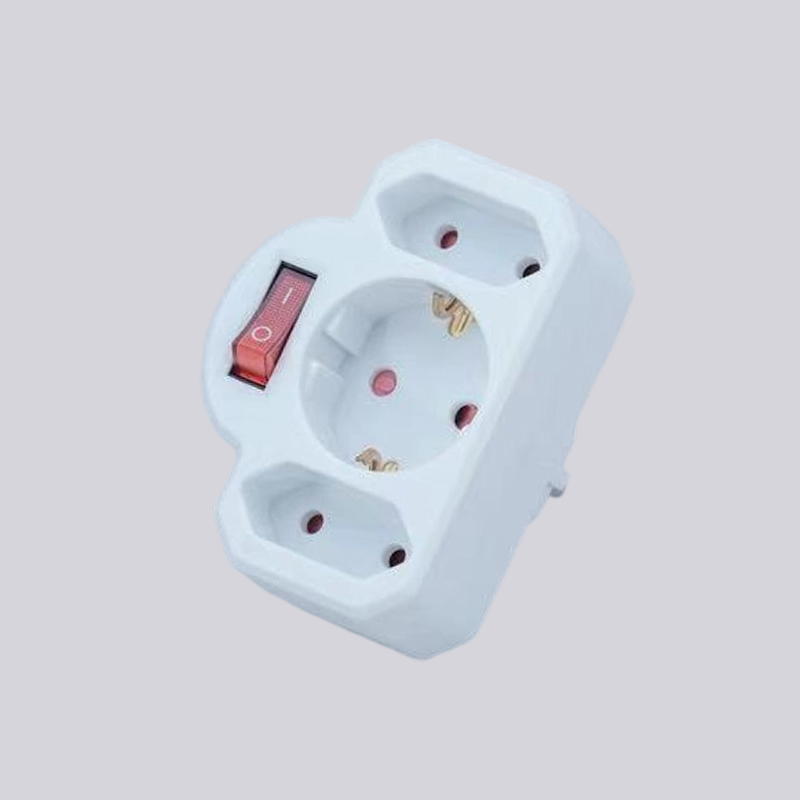 G01-01/2K german genus unum obturaculum rotundum, duo danda plana, cum adaptore switch